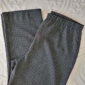 Talbots Wide Leg Flowy Elastic Waist Pebble Printed Black Pants Career Size 18